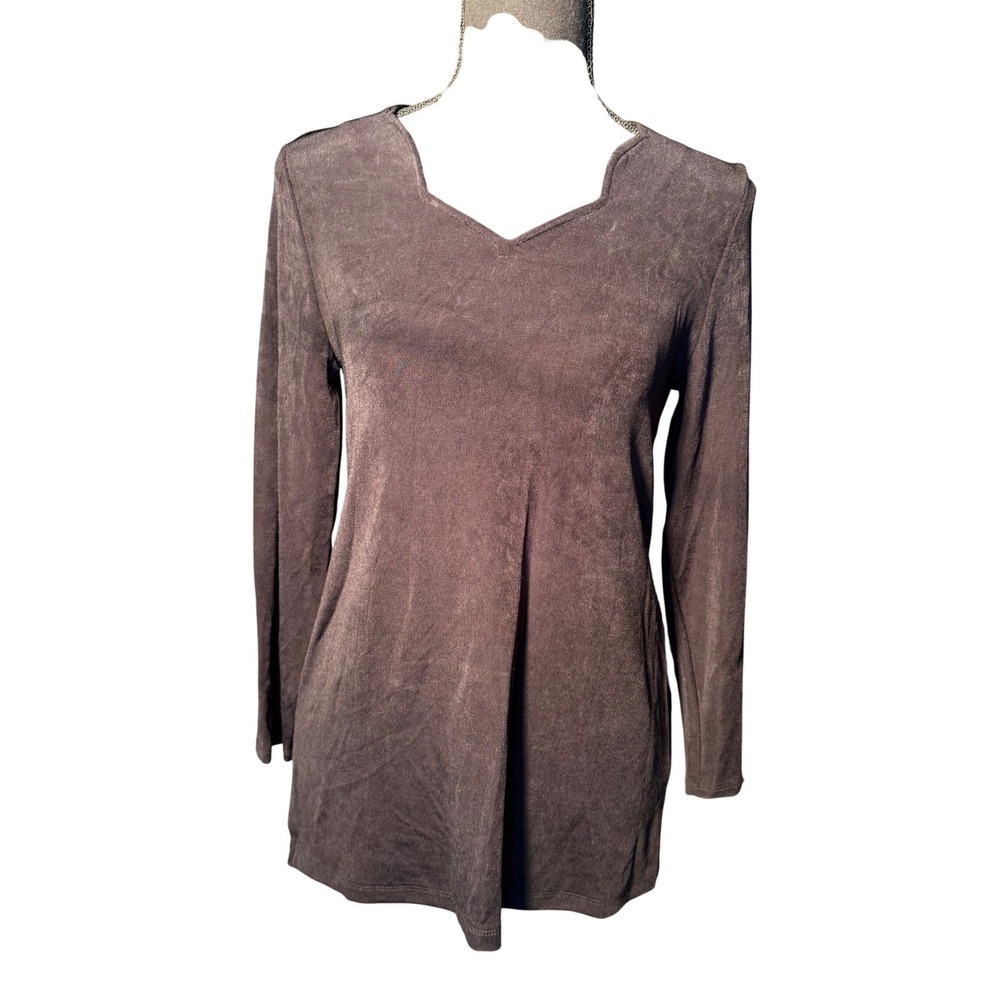 Chico's Travelers Size 00 Black Long Sleeve Tunic Top Notched V-Neck Stretch